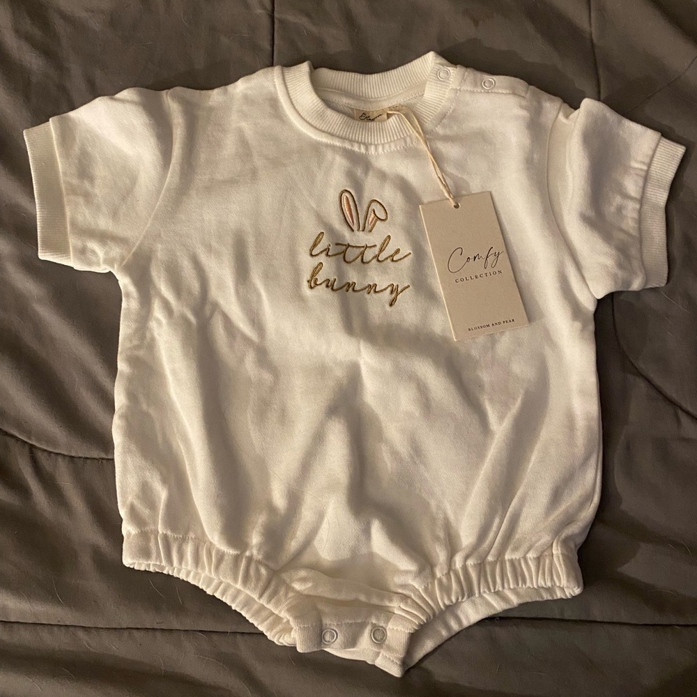 White Baby Little Bunny Romper
